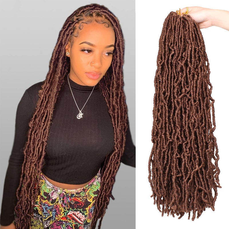 ZRQ 24 Inch New Faux Locs Hair 2Packs Synthetic Natural Wavy Crochet Hair Pre-Looped Most Natural Goddess Soft Locs Hair Extensions for Black Women (24 Inch, 30#) - Image 1